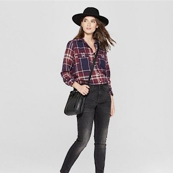 Universal Thread Tops - Universal Thread Plaid Button Down Blouse